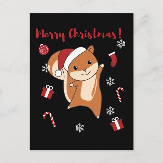 クリスマスの冬の動物 - さくら シーズンポストカード (正面)