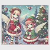 クリスマスの冬の妖精 ラッピングペーパー (フラット)