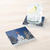 クリスマスの冬の景色 ガラスコースター (アングル)