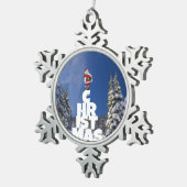 クリスマスの冬の景色 スノーフレークピューターオーナメント (右)