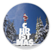 クリスマスの冬の景色 セラミックノブ (正面)