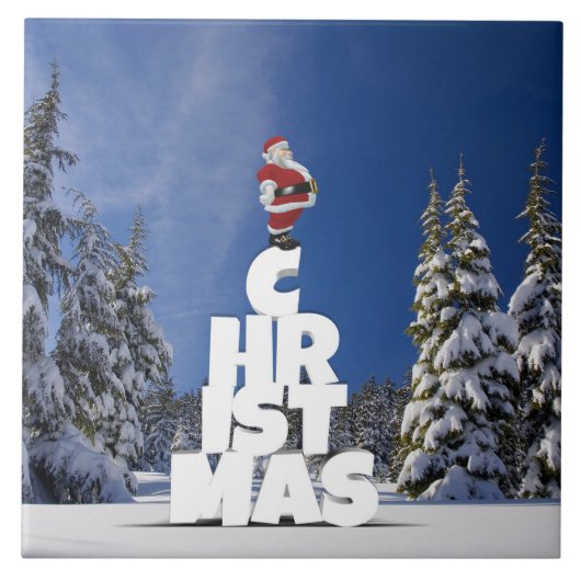 クリスマスの冬の景色 タイル (正面)