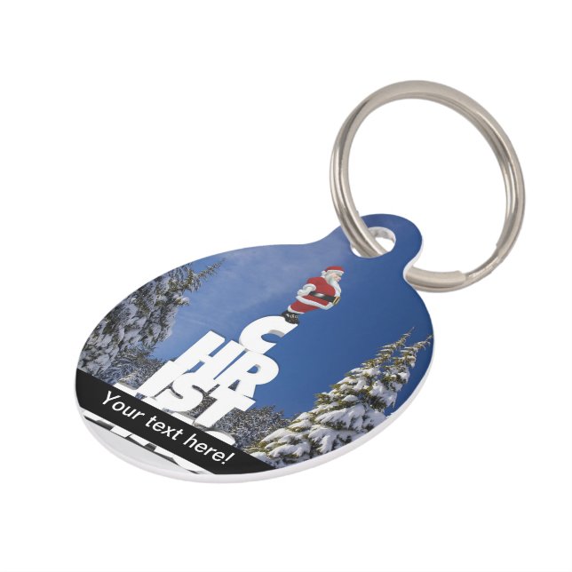 クリスマスの冬の景色 ペット　ネームタグ (側面)