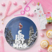 クリスマスの冬の景色 ペーパープレート (パーティー)