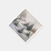 クリスマスの冬の森の風景 スタンダードカクテルナプキン (角)