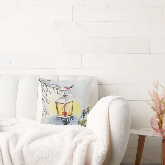 クリスマスの冬の水彩風景 クッション (ソファ)