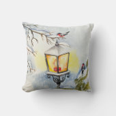 クリスマスの冬の水彩風景 クッション (正面)