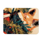 クリスマスの冬の涼しげな柴犬 マグネット (横)