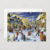 クリスマスの冬の町 シーズンポストカード (正面/裏面)