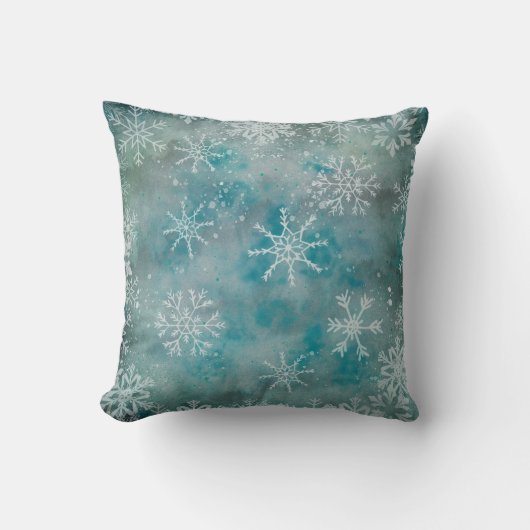 クリスマスの冬の白い雪の上に青 クッション (正面)