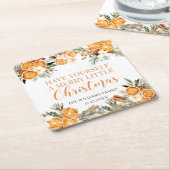 クリスマスの冬の祝祭日に、みかんが乾燥した スクエアペーパーコースター (アングル)