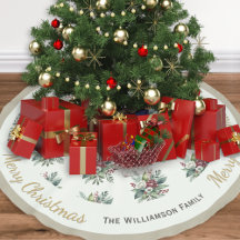 クリスマスの冬の緑の植物のボタニカルデザイン オーダーメイド