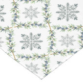 クリスマスの冬の緑の葉と雪の結晶 ショートテーブルランナー (コーナー)