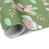 クリスマスの冬の羊 ラッピングペーパー (ロールコーナー)