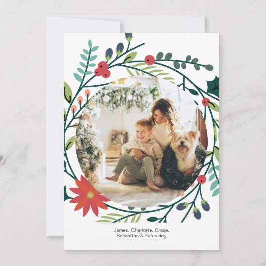 クリスマスの冬の葉のフォトフレーム シーズンカード (正面)