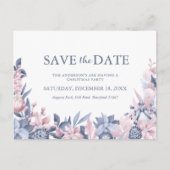クリスマスの冬の葉Save the Date インビテーションポストカード (正面)