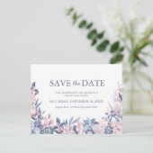 クリスマスの冬の葉Save the Date インビテーションポストカード (スタンド正面)
