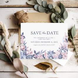 クリスマスの冬の葉Save the Date インビテーションポストカード