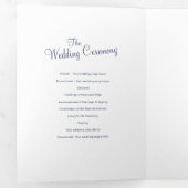 クリスマスの冬の降雪グラフィック結婚の青 三つ折りプログラム (内部最初)