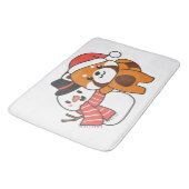 クリスマスの冬の雪だるま付き赤パンダ バスマット (アングル)