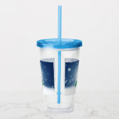 クリスマスの冬の雪だるま滑りやすいジョー緑のスカーフm アクリルタンブラー (右)