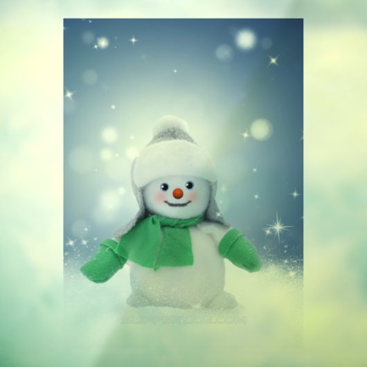 クリスマスの冬の雪だるま滑りやすいジョー緑のスカーフm ウィンドウサイン (シート3)