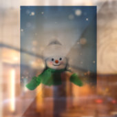 クリスマスの冬の雪だるま滑りやすいジョー緑のスカーフm ウィンドウサイン (シート2)