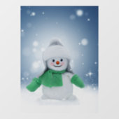 クリスマスの冬の雪だるま滑りやすいジョー緑のスカーフm ウィンドウサイン (シート)