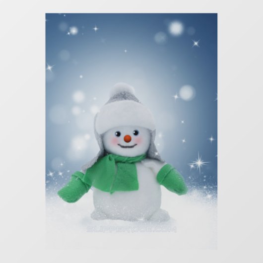 クリスマスの冬の雪だるま滑りやすいジョー緑のスカーフm ウィンドウサイン (シート)