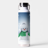クリスマスの冬の雪だるま滑りやすいジョー緑のスカーフm ウォーターボトル (正面)