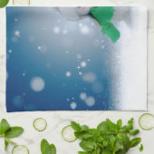 クリスマスの冬の雪だるま滑りやすいジョー緑のスカーフm キッチンタオル (折り畳み)