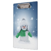 クリスマスの冬の雪だるま滑りやすいジョー緑のスカーフm クリップボード (左)