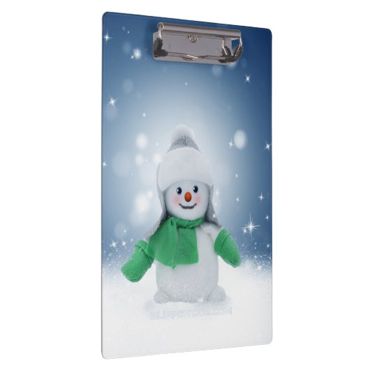 クリスマスの冬の雪だるま滑りやすいジョー緑のスカーフm クリップボード (右)