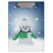 クリスマスの冬の雪だるま滑りやすいジョー緑のスカーフm クリップボード (正面)