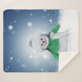 クリスマスの冬の雪だるま滑りやすいジョー緑のスカーフm シェルパブランケット (正面(横))