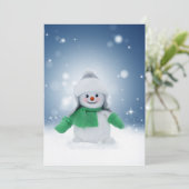クリスマスの冬の雪だるま滑りやすいジョー緑のスカーフm シーズンカード (スタンド正面)