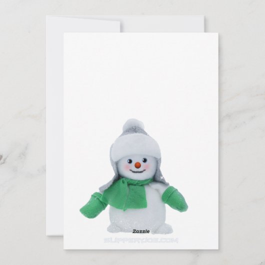クリスマスの冬の雪だるま滑りやすいジョー緑のスカーフm シーズンカード (裏面)
