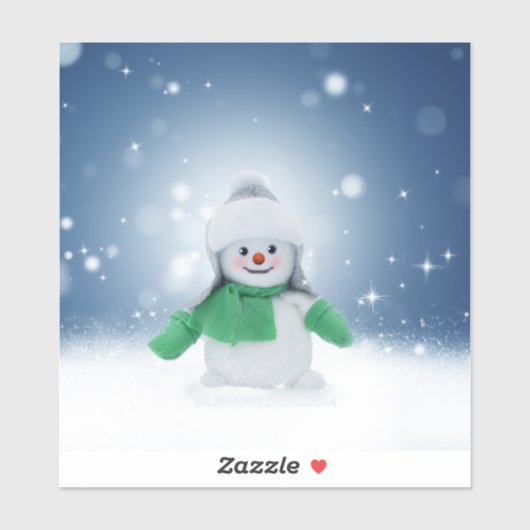 クリスマスの冬の雪だるま滑りやすいジョー緑のスカーフm シール (シート)