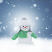 クリスマスの冬の雪だるま滑りやすいジョー緑のスカーフm シール (正面)