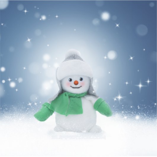 クリスマスの冬の雪だるま滑りやすいジョー緑のスカーフm シール (正面)