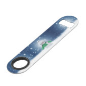 クリスマスの冬の雪だるま滑りやすいジョー緑のスカーフm スピード栓抜き (裏面アングル)