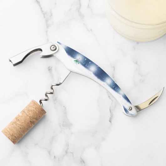 クリスマスの冬の雪だるま滑りやすいジョー緑のスカーフm ソムリエナイフ (正面)