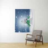 クリスマスの冬の雪だるま滑りやすいジョー緑のスカーフm タペストリー (インサイチュ)