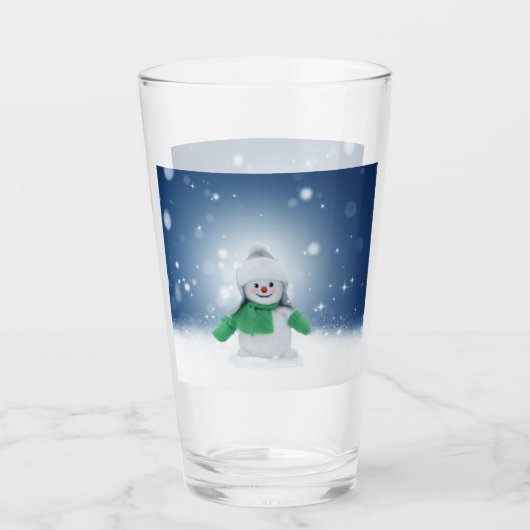 クリスマスの冬の雪だるま滑りやすいジョー緑のスカーフm タンブラーグラス (裏面)