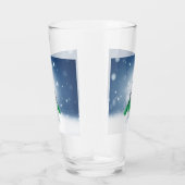 クリスマスの冬の雪だるま滑りやすいジョー緑のスカーフm タンブラーグラス (右)