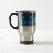 クリスマスの冬の雪だるま滑りやすいジョー緑のスカーフm トラベルマグ (左)