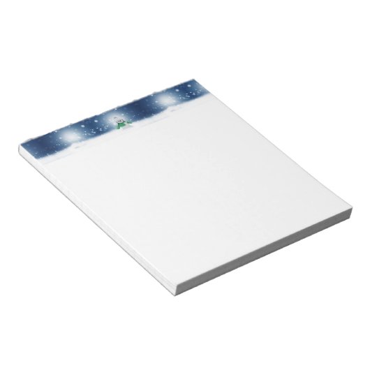 クリスマスの冬の雪だるま滑りやすいジョー緑のスカーフm ノートパッド (アングル)