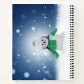 クリスマスの冬の雪だるま滑りやすいジョー緑のスカーフm ノートブック (裏面)