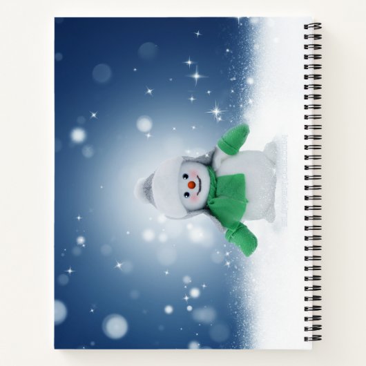 クリスマスの冬の雪だるま滑りやすいジョー緑のスカーフm ノートブック (裏面)