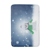 クリスマスの冬の雪だるま滑りやすいジョー緑のスカーフm バスマット (正面縦)